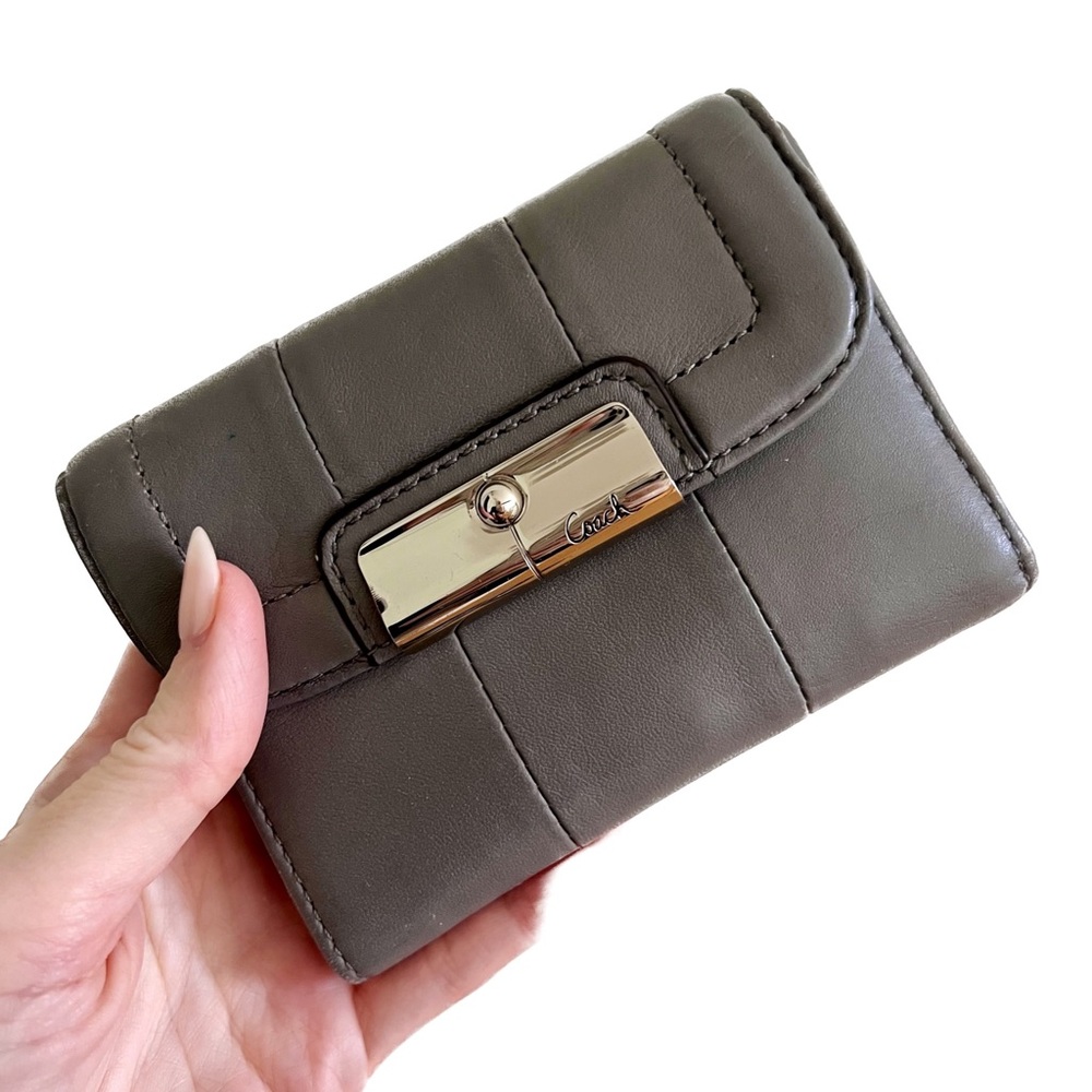 Coach gray leather wallet with magnetic closure